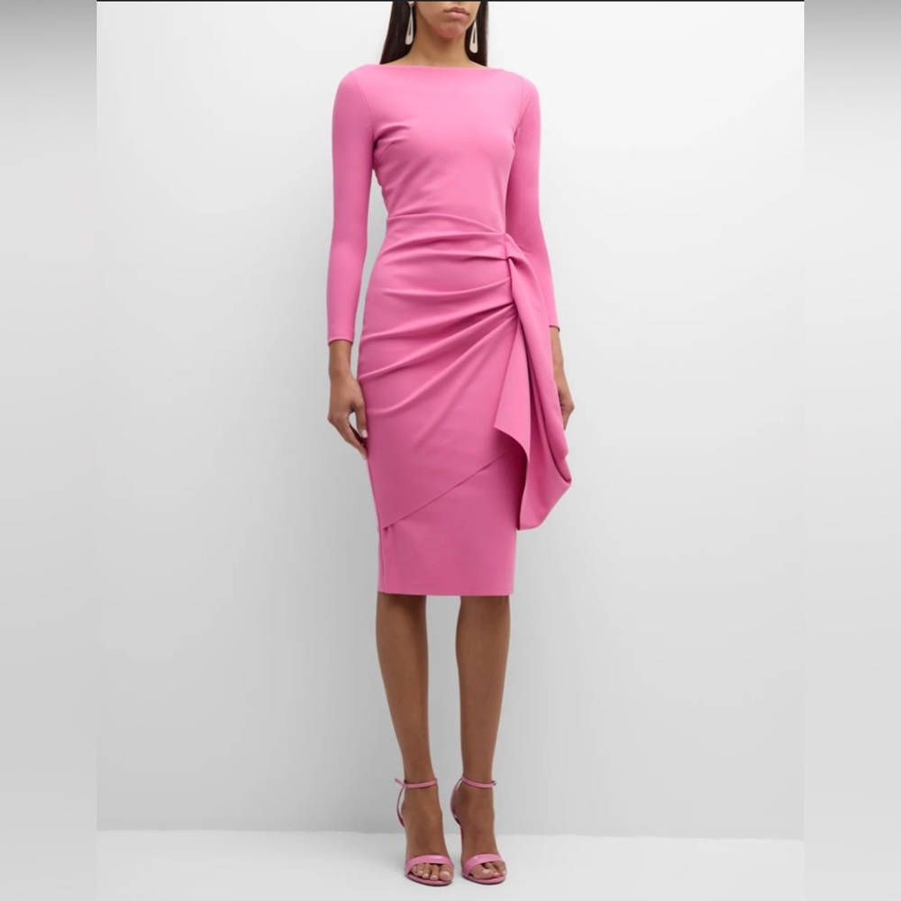 Chiara Boni Fuchsia Draped Midi Dress